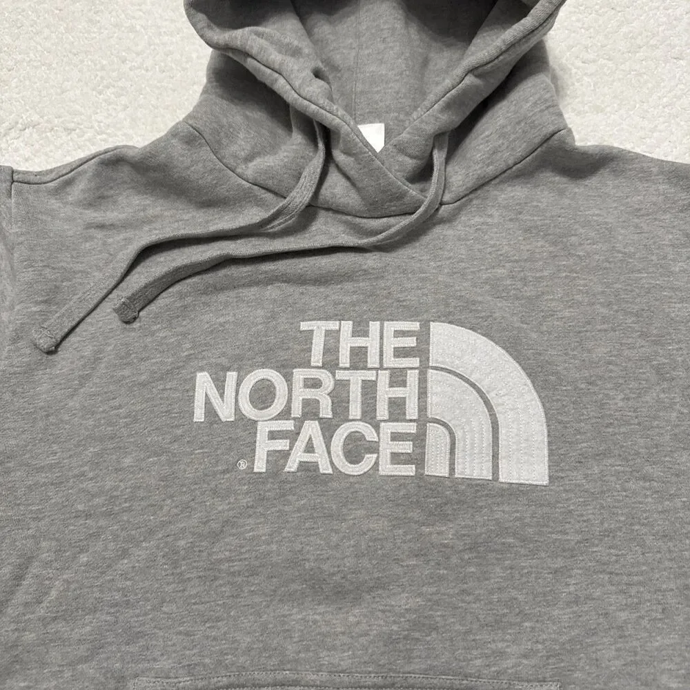 The North Face Hoodie Mens Medium Gray Pullover Sweatshirt Big Logo Grey